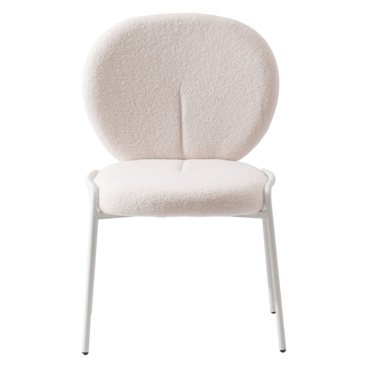 Celestial Modern Boucle Dining Side Chair with Black/White Powder Coated Iron Frame White Armless White Dining Chair Leisuremod