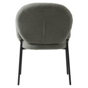 Celestial Modern Boucle Dining Side Chair with Black/White Powder Coated Iron Frame Black With Arm Green Dining Chair Leisuremod