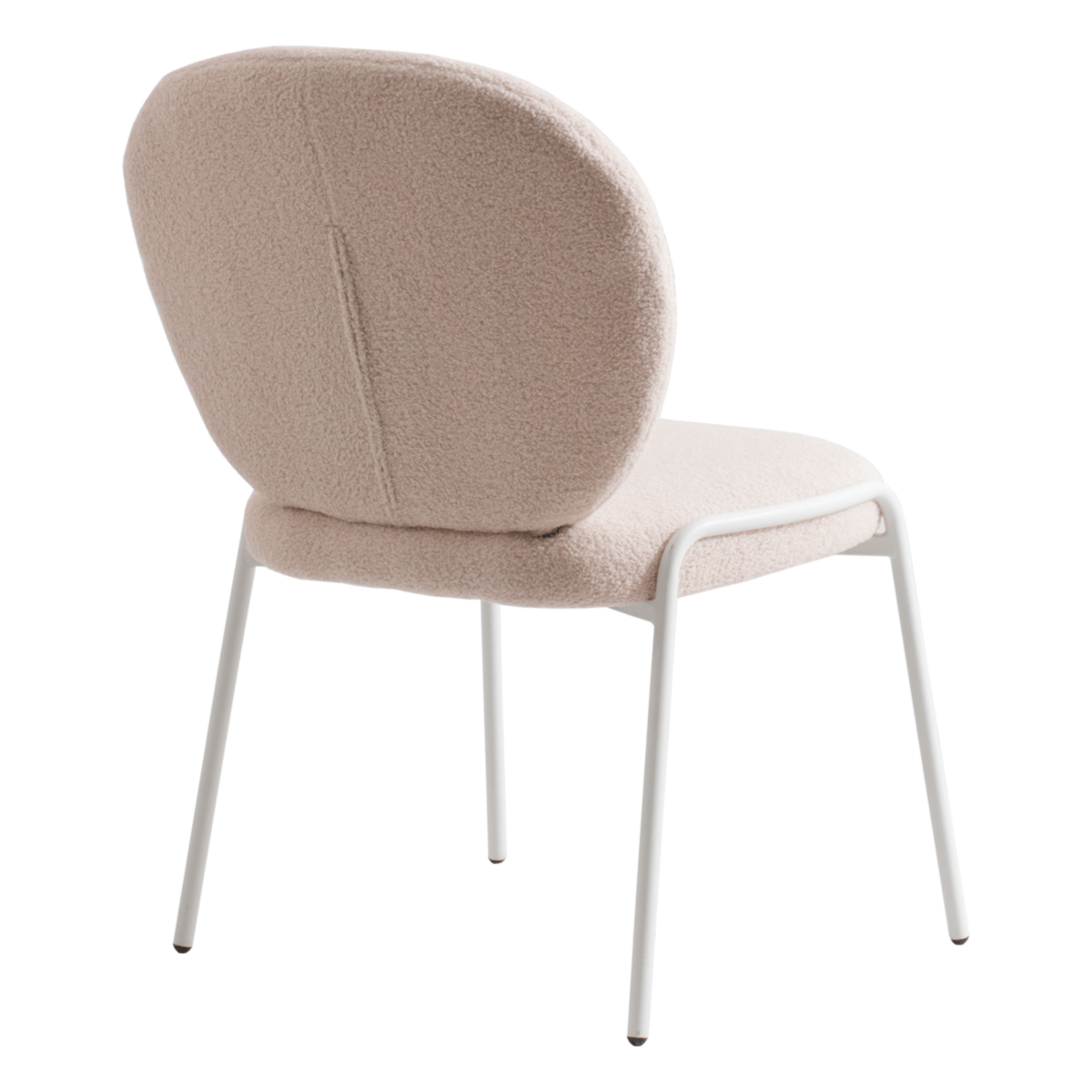 Celestial Modern Boucle Dining Side Chair with Black/White Powder Coated Iron Frame White Armless Beige Dining Chair Leisuremod