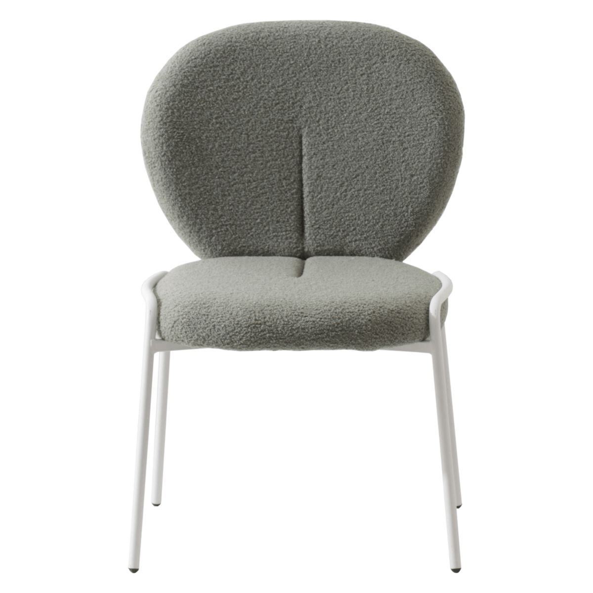 Celestial Modern Boucle Dining Side Chair with Black/White Powder Coated Iron Frame White Armless Green Dining Chair Leisuremod
