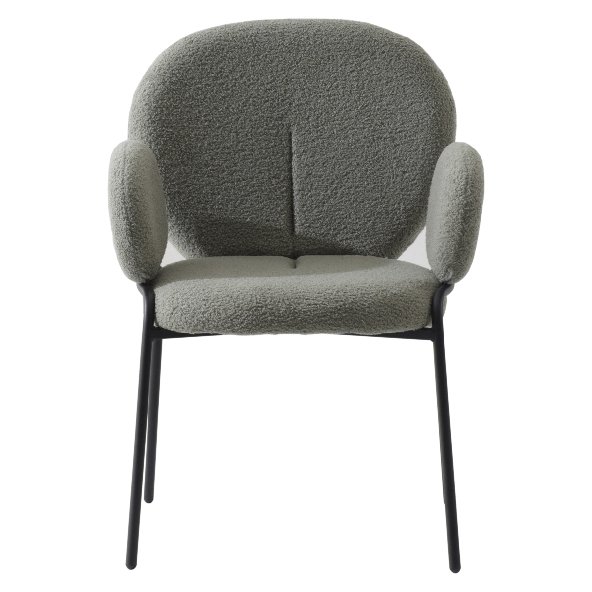 Celestial Modern Boucle Dining Side Chair with Black/White Powder Coated Iron Frame Black With Arm Green Dining Chair Leisuremod