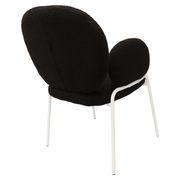 Celestial Modern Boucle Dining Side Chair with Black/White Powder Coated Iron Frame White With Arm Black Dining Chair Leisuremod