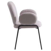 Celestial Modern Boucle Dining Side Chair with Black/White Powder Coated Iron Frame Black With Arm Grey Dining Chair Leisuremod