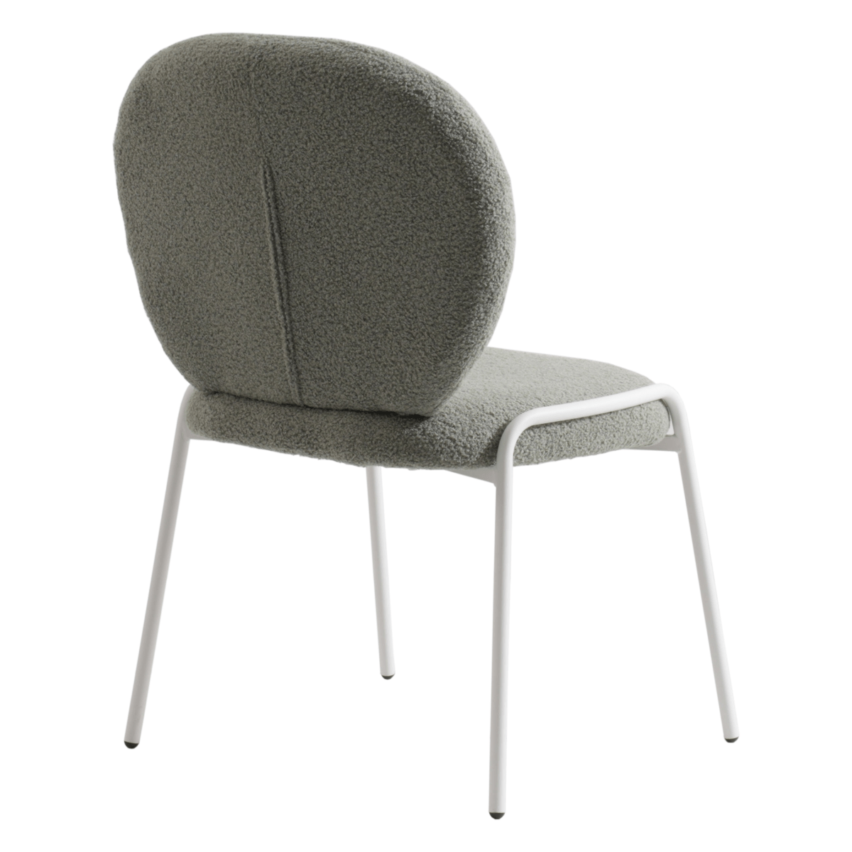 Celestial Modern Boucle Dining Side Chair with Black/White Powder Coated Iron Frame White Armless Green Dining Chair Leisuremod