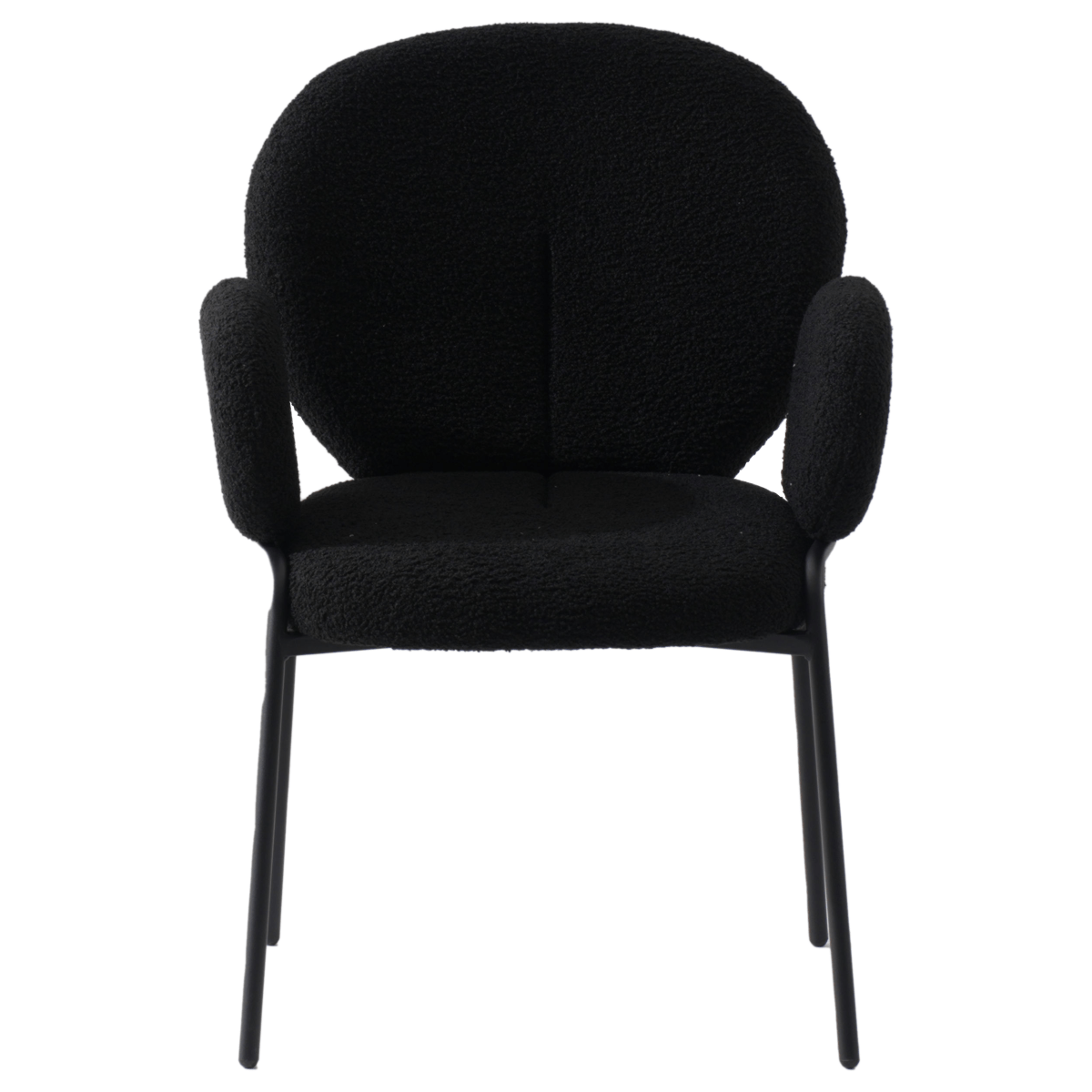 Celestial Modern Boucle Dining Side Chair with Black/White Powder Coated Iron Frame Black With Arm Black Dining Chair Leisuremod