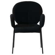 Celestial Modern Boucle Dining Side Chair with Black/White Powder Coated Iron Frame Black With Arm Black Dining Chair Leisuremod