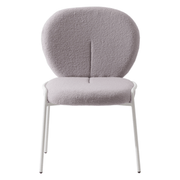Celestial Modern Boucle Dining Side Chair with Black/White Powder Coated Iron Frame White Armless Grey Dining Chair Leisuremod