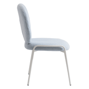 Celestial Modern Boucle Dining Side Chair with Black/White Powder Coated Iron Frame White Armless Blue Dining Chair Leisuremod