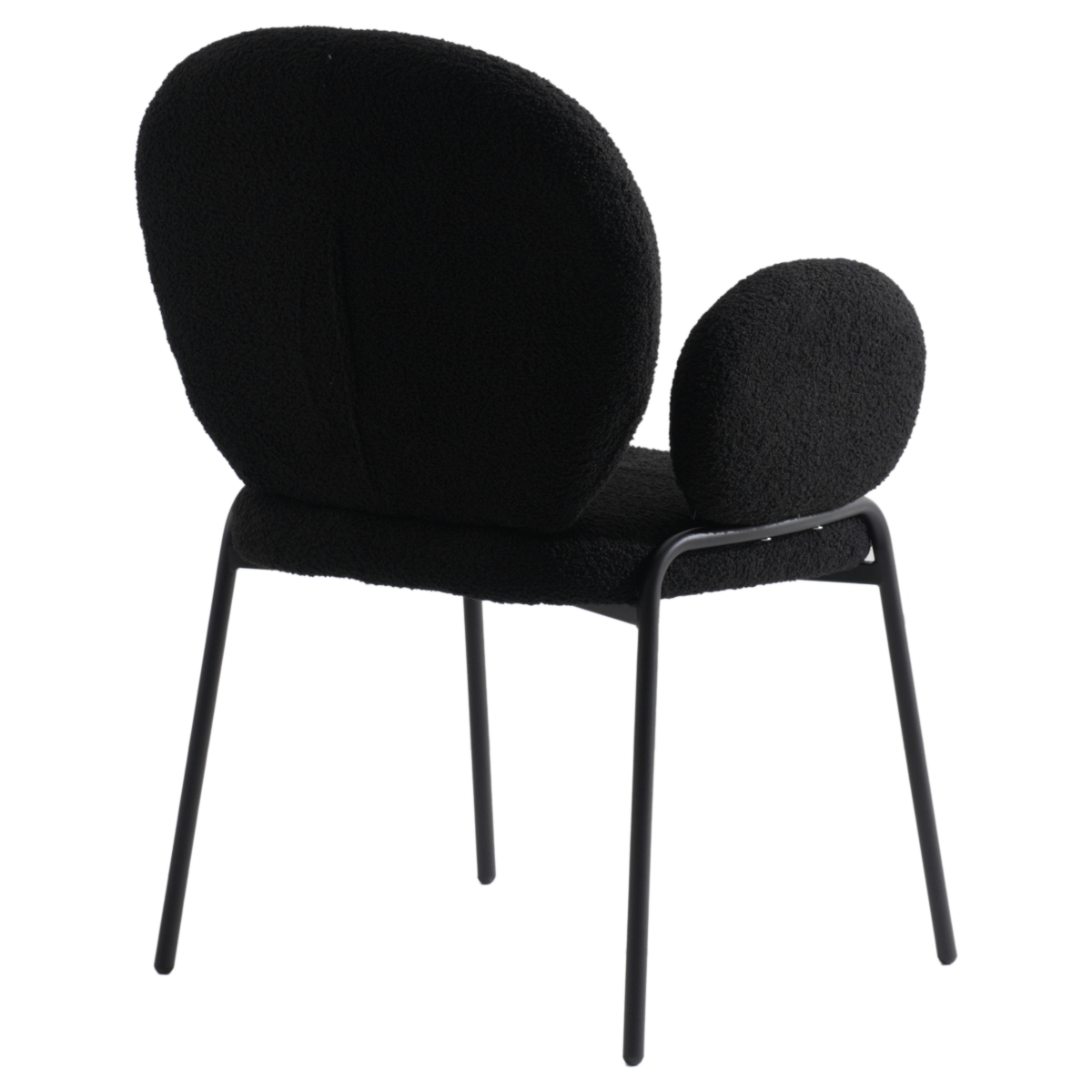 Celestial Modern Boucle Dining Side Chair with Black/White Powder Coated Iron Frame Black With Arm Black Dining Chair Leisuremod