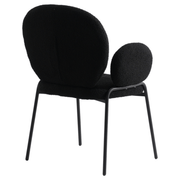 Celestial Modern Boucle Dining Side Chair with Black/White Powder Coated Iron Frame Black With Arm Black Dining Chair Leisuremod