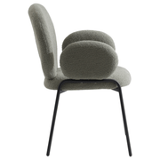 Celestial Modern Boucle Dining Side Chair with Black/White Powder Coated Iron Frame Black With Arm Green Dining Chair Leisuremod