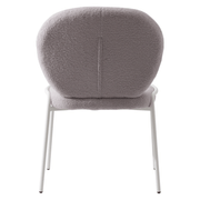 Celestial Modern Boucle Dining Side Chair with Black/White Powder Coated Iron Frame White Armless Grey Dining Chair Leisuremod