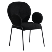 Celestial Modern Boucle Dining Side Chair with Black/White Powder Coated Iron Frame Black With Arm Black Dining Chair Leisuremod