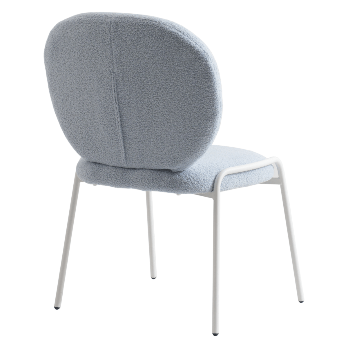 Celestial Modern Boucle Dining Side Chair with Black/White Powder Coated Iron Frame White Armless Blue Dining Chair Leisuremod