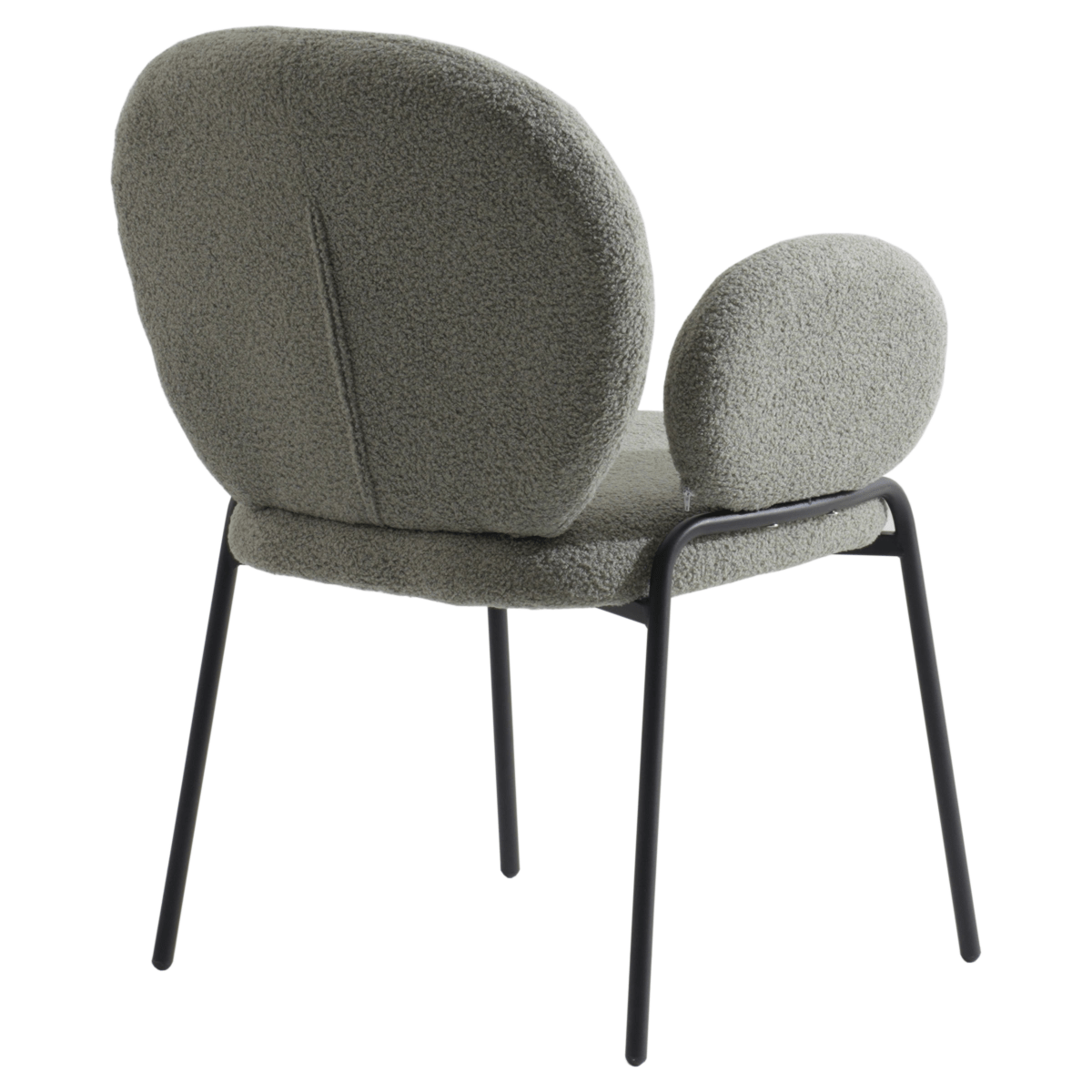 Celestial Modern Boucle Dining Side Chair with Black/White Powder Coated Iron Frame Black With Arm Green Dining Chair Leisuremod