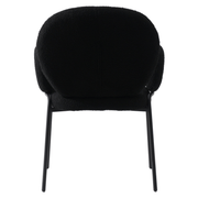 Celestial Modern Boucle Dining Side Chair with Black/White Powder Coated Iron Frame Black With Arm Black Dining Chair Leisuremod