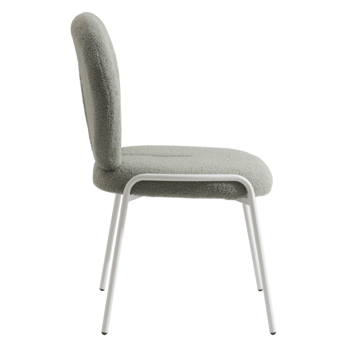 Celestial Modern Boucle Dining Side Chair with Black/White Powder Coated Iron Frame White Armless Green Dining Chair Leisuremod