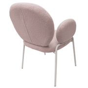 Celestial Modern Boucle Dining Side Chair with Black/White Powder Coated Iron Frame White With Arm Grey Dining Chair Leisuremod
