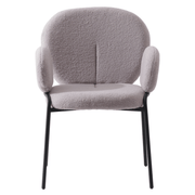 Celestial Modern Boucle Dining Side Chair with Black/White Powder Coated Iron Frame Black With Arm Grey Dining Chair Leisuremod