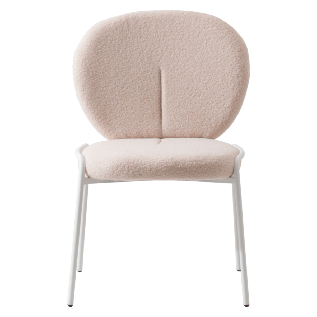 Celestial Modern Boucle Dining Side Chair with Black/White Powder Coated Iron Frame White Armless Beige Dining Chair Leisuremod