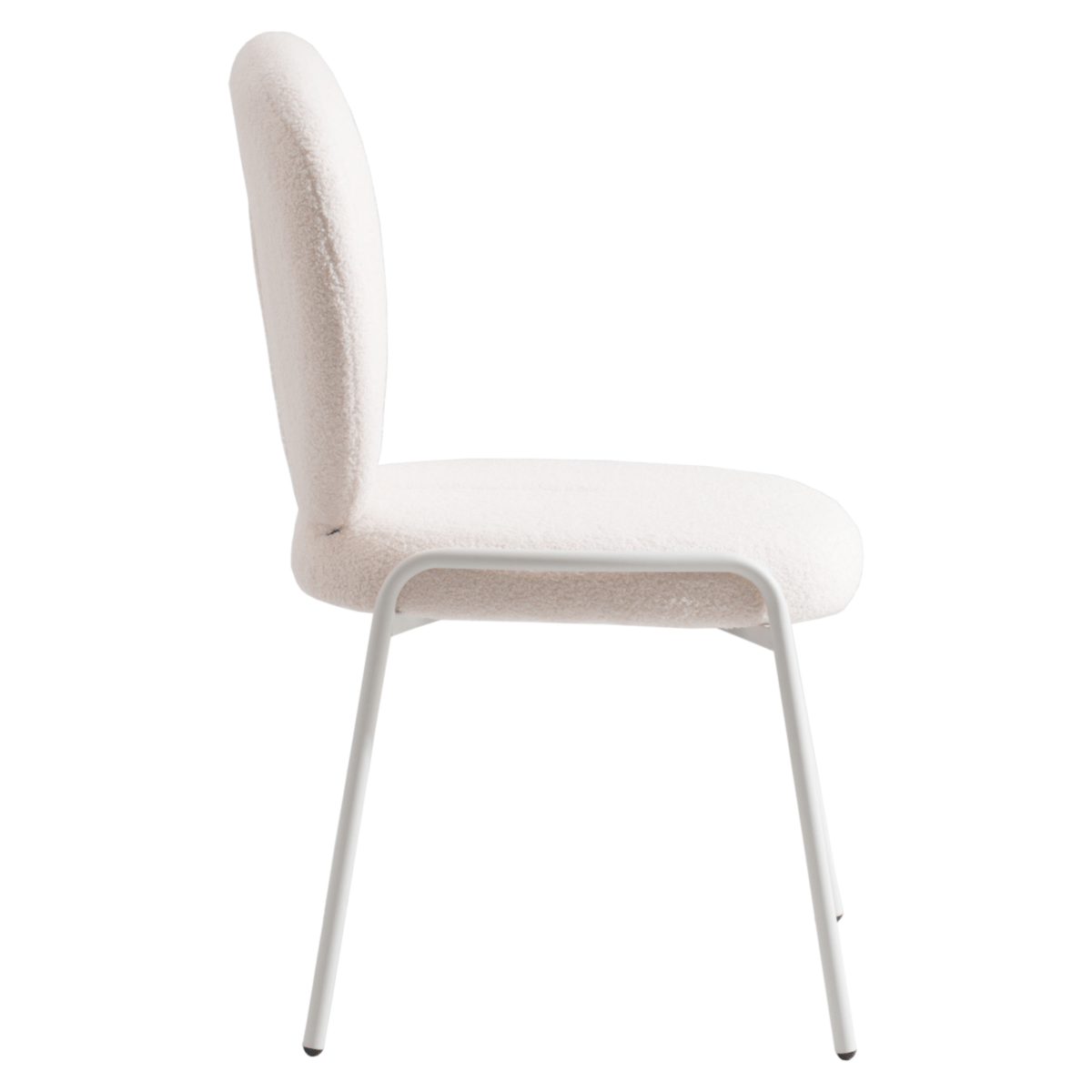 Celestial Modern Boucle Dining Side Chair with Black/White Powder Coated Iron Frame White Armless White Dining Chair Leisuremod