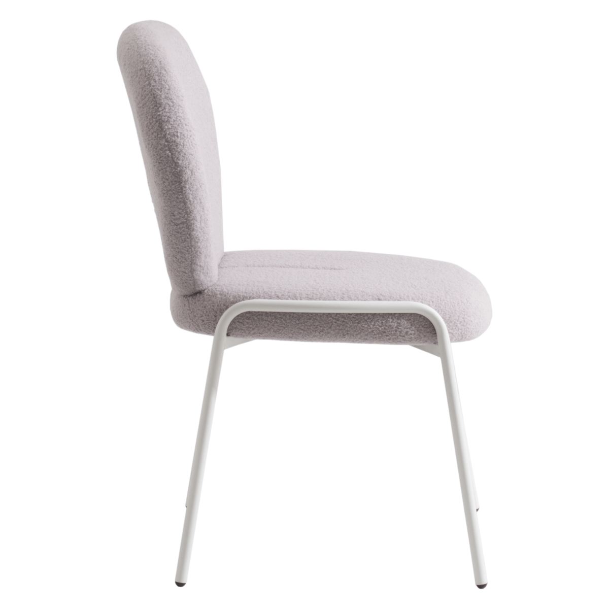 Celestial Modern Boucle Dining Side Chair with Black/White Powder Coated Iron Frame White Armless Grey Dining Chair Leisuremod