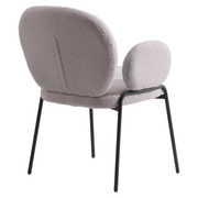 Celestial Modern Boucle Dining Side Chair with Black/White Powder Coated Iron Frame Black With Arm Grey Dining Chair Leisuremod