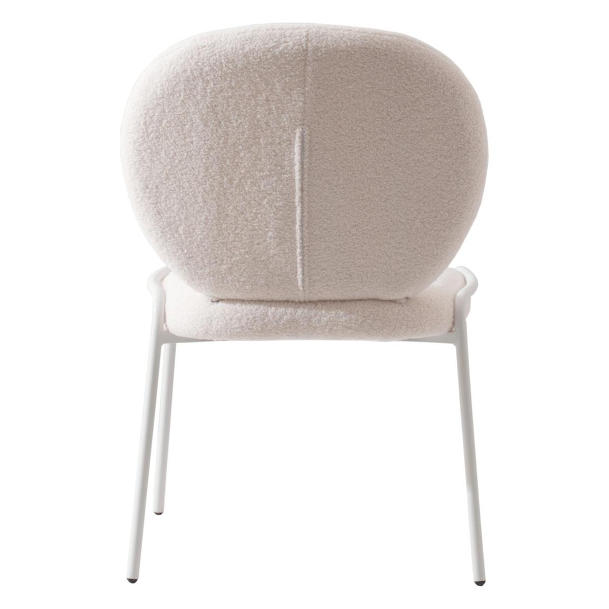 Celestial Modern Boucle Dining Side Chair with Black/White Powder Coated Iron Frame White Armless White Dining Chair Leisuremod