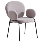 Celestial Modern Boucle Dining Side Chair with Black/White Powder Coated Iron Frame Black With Arm Grey Dining Chair Leisuremod