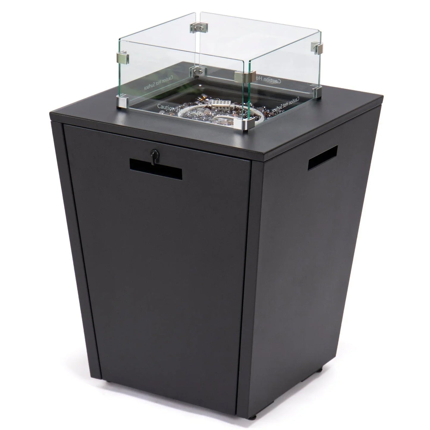 Chelsea Steel Fire Pit Table with Tempered Glass Wind Guard and Lid - Elax Furniture