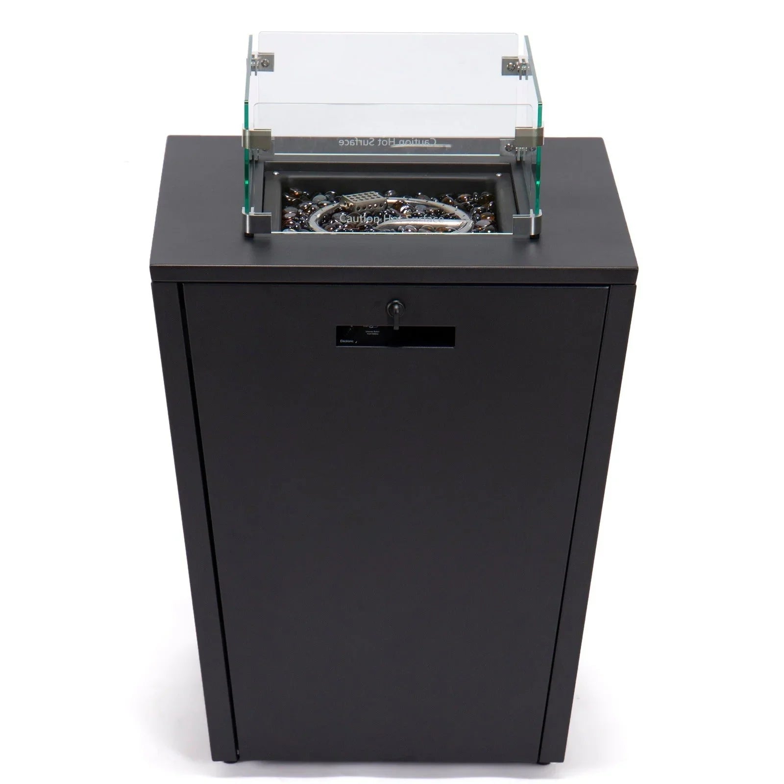 Chelsea Steel Fire Pit Table with Tempered Glass Wind Guard and Lid - Elax Furniture