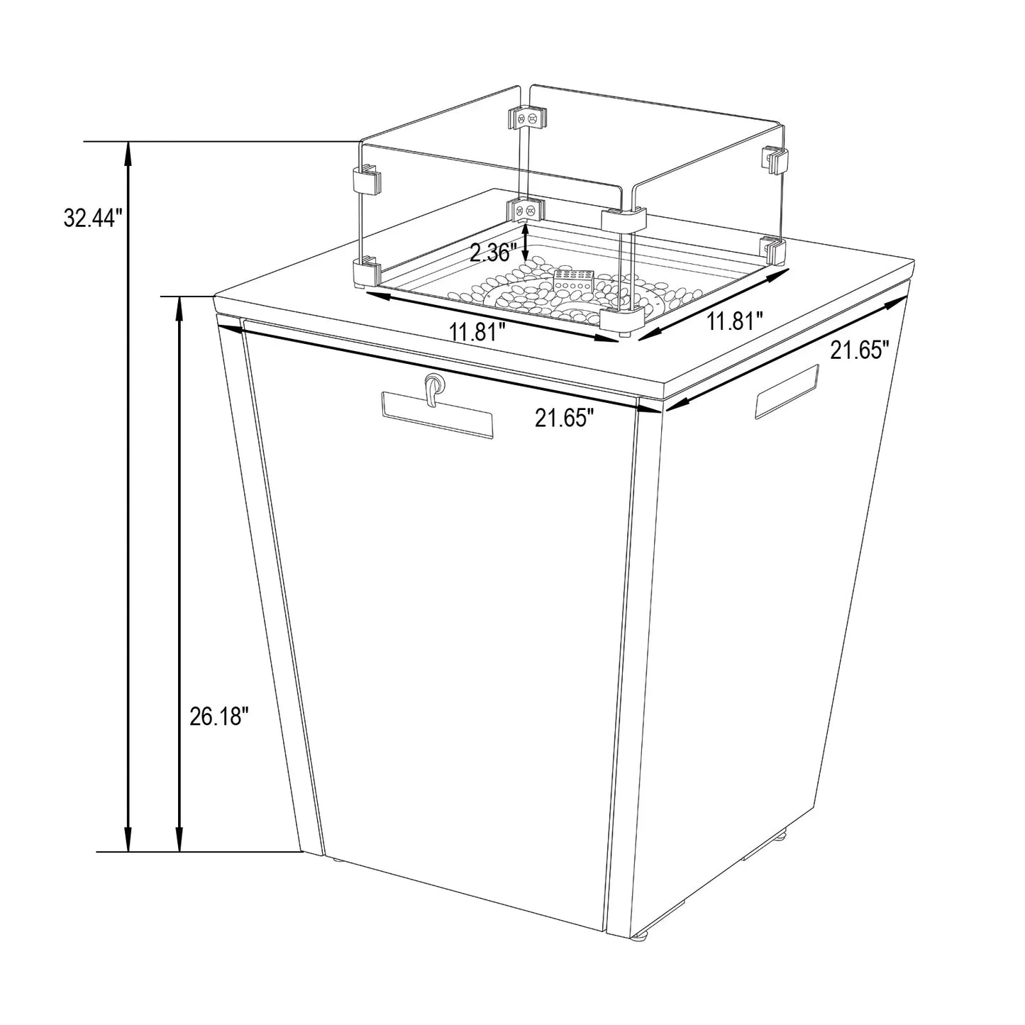 Chelsea Steel Fire Pit Table with Tempered Glass Wind Guard and Lid - Elax Furniture