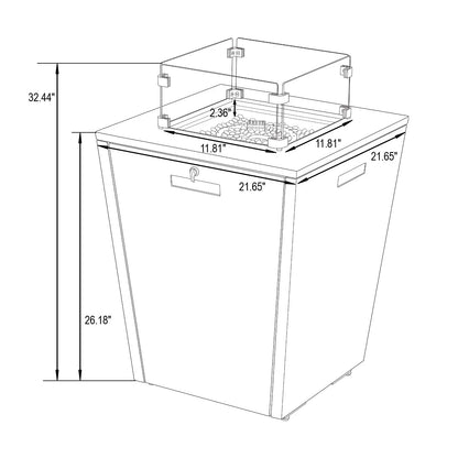 Chelsea Steel Fire Pit Table with Tempered Glass Wind Guard and Lid - Elax Furniture