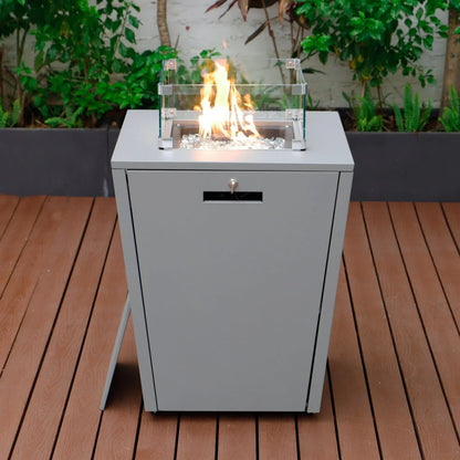 Chelsea Steel Fire Pit Table with Tempered Glass Wind Guard and Lid - Elax Furniture