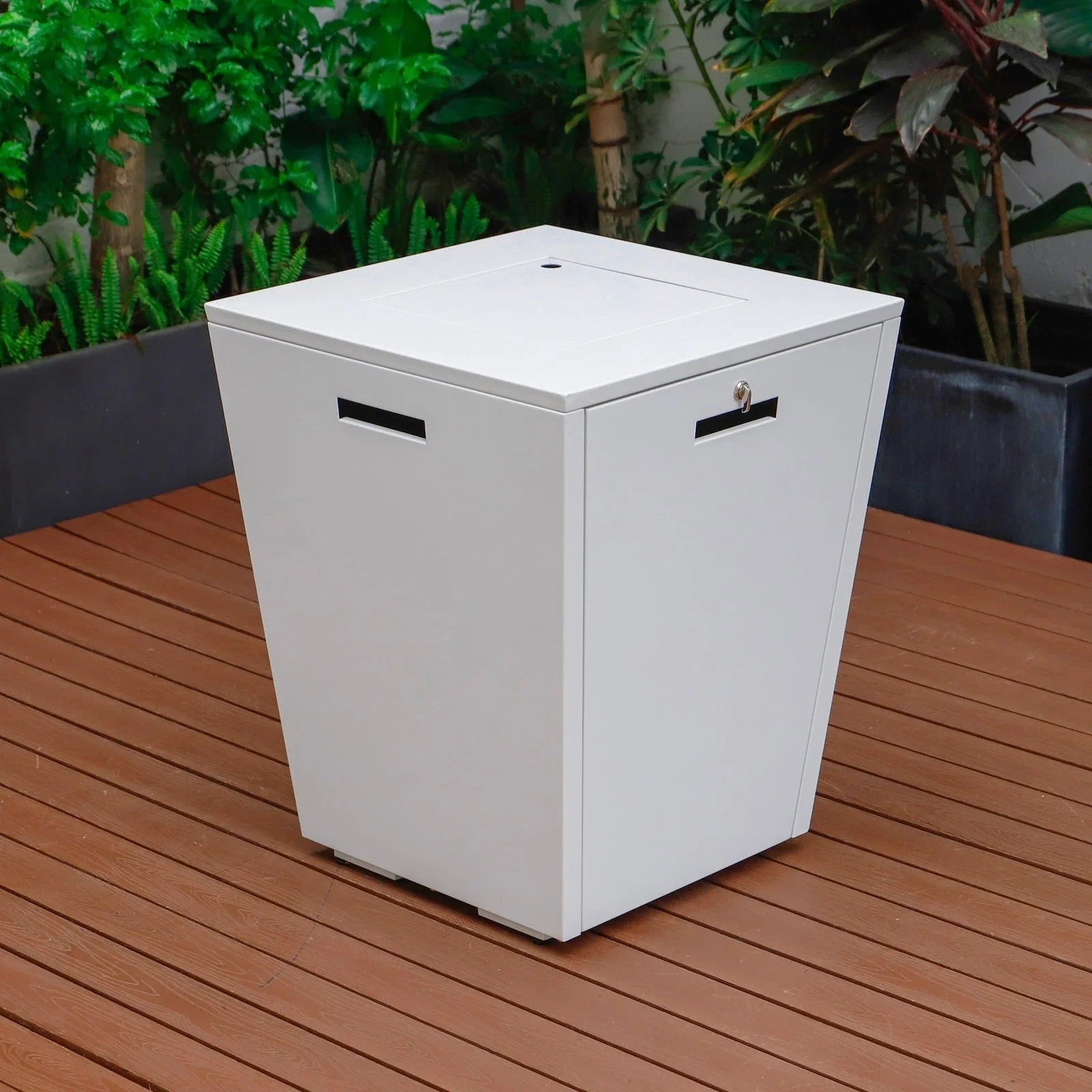 Chelsea Steel Fire Pit Table with Tempered Glass Wind Guard and Lid - Elax Furniture