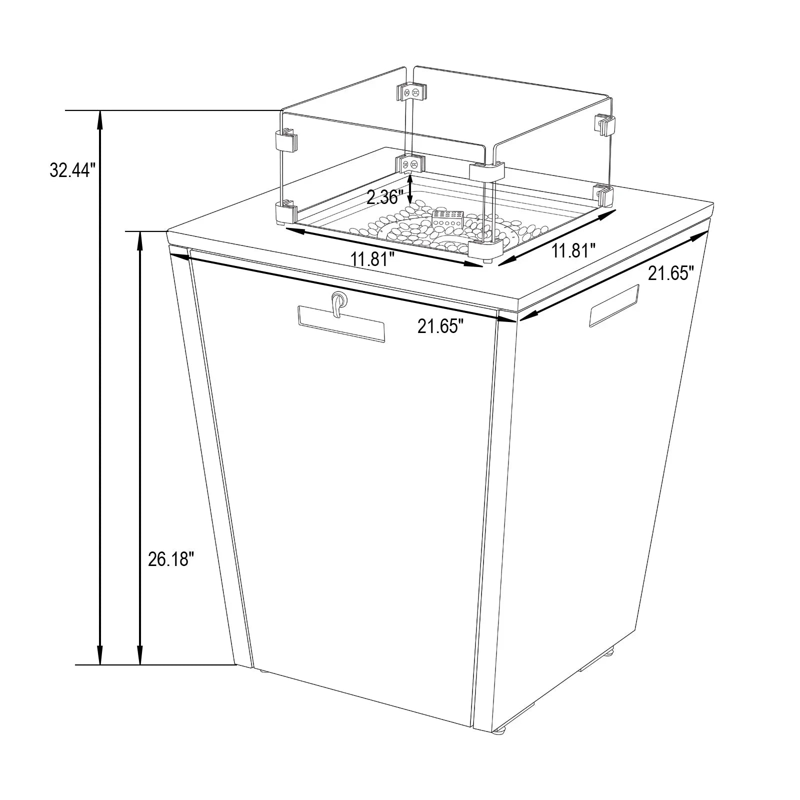 Chelsea Steel Fire Pit Table with Tempered Glass Wind Guard and Lid - Elax Furniture