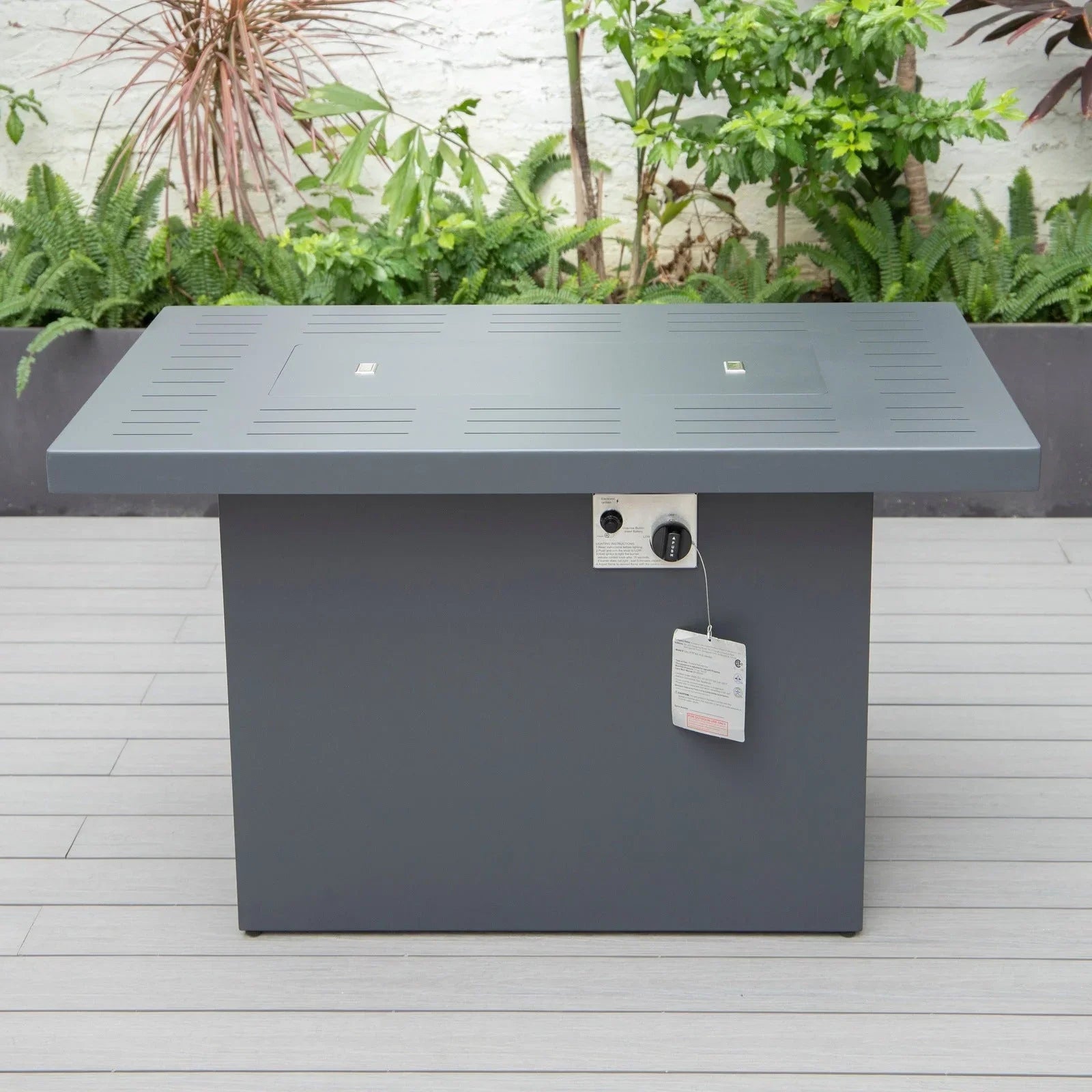 Chelsea Patio Modern Black Aluminum Propane Fire Pit Table - Elax Furniture