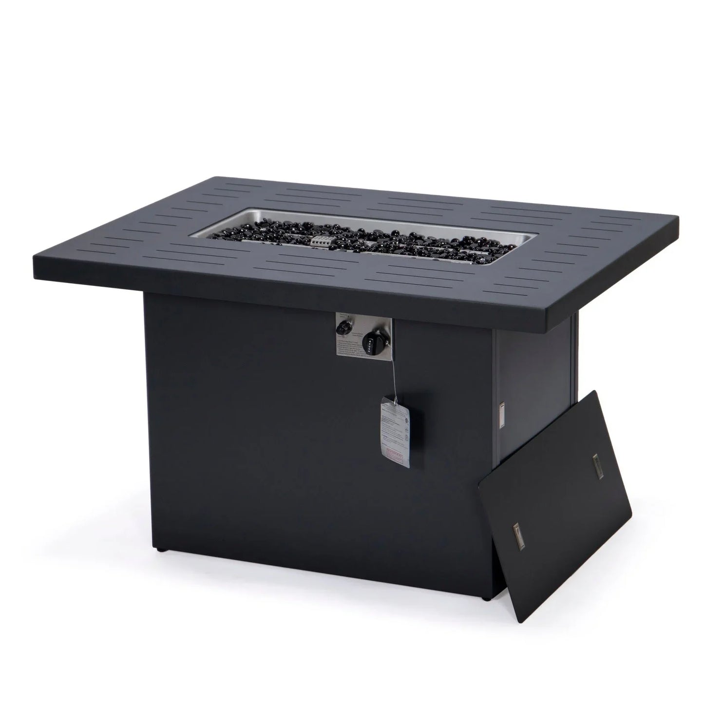 Chelsea Patio Modern Black Aluminum Propane Fire Pit Table - Elax Furniture