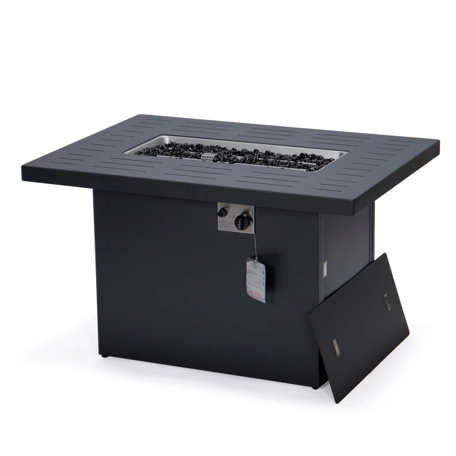 Chelsea Patio Modern Black Aluminum Propane Fire Pit Table - Elax Furniture