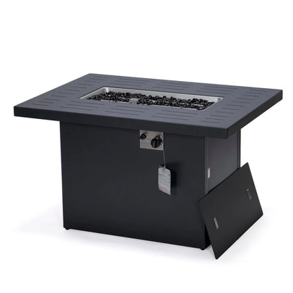 Chelsea Patio Modern Black Aluminum Propane Fire Pit Table - Elax Furniture