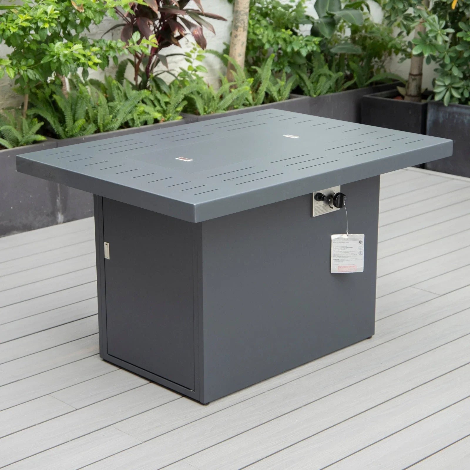 Chelsea Patio Modern Black Aluminum Propane Fire Pit Table - Elax Furniture
