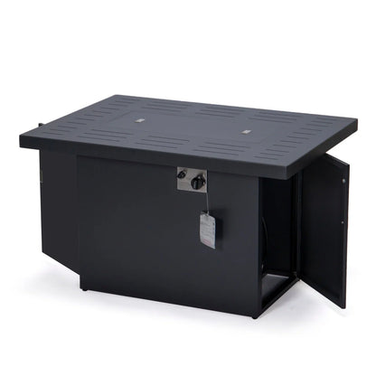 Chelsea Patio Modern Black Aluminum Propane Fire Pit Table - Elax Furniture