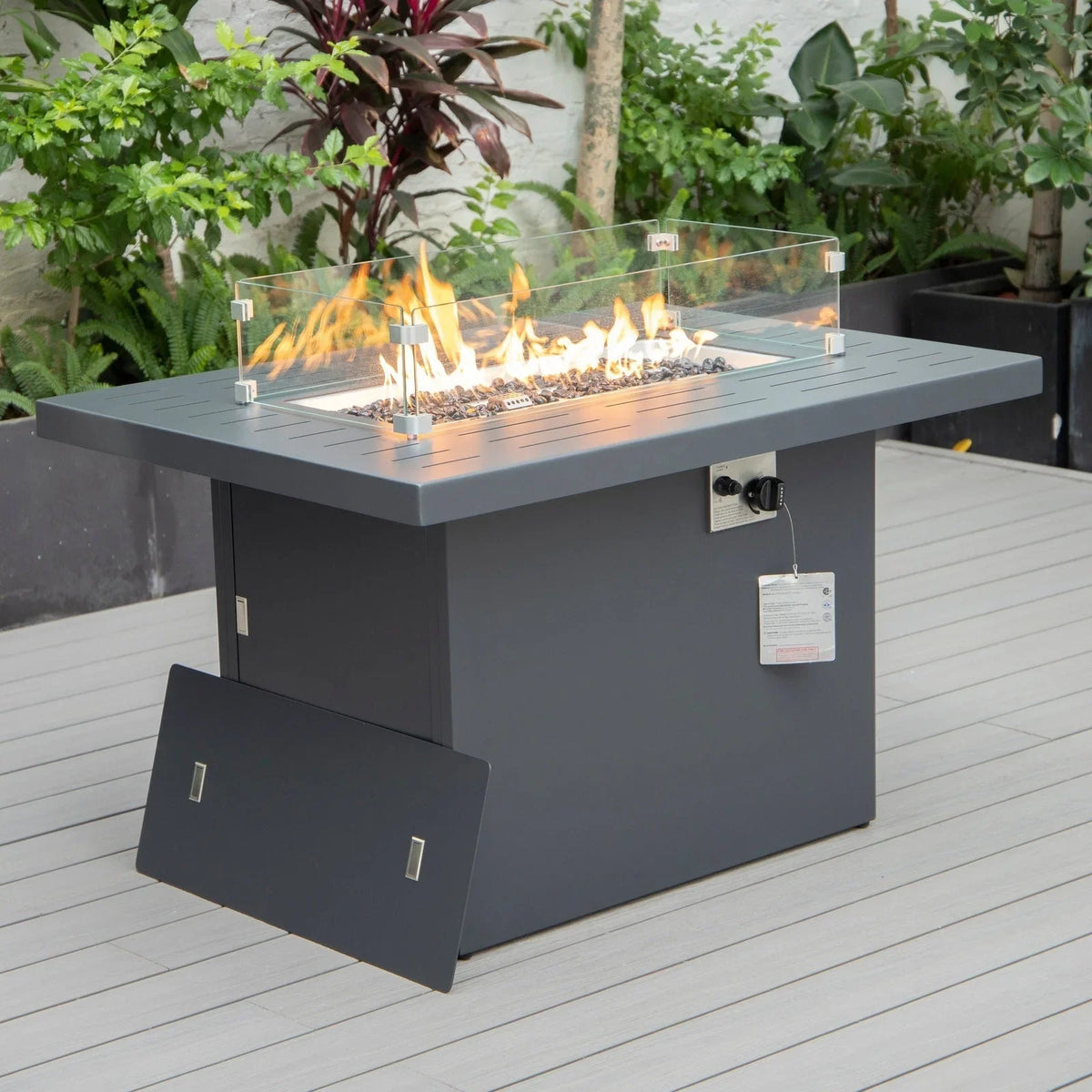 Chelsea Patio Modern Black Aluminum Propane Fire Pit Table - Elax Furniture