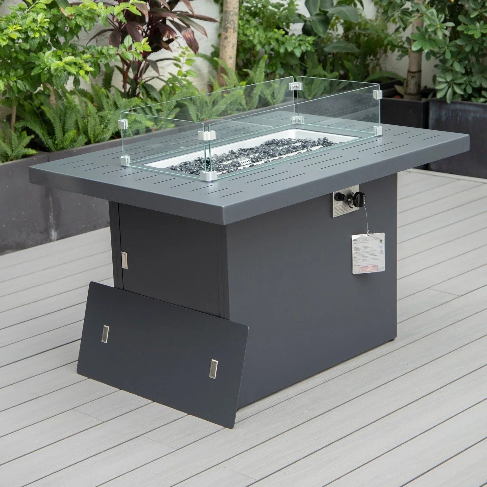 Chelsea Patio Modern Black Aluminum Propane Fire Pit Table - Elax Furniture