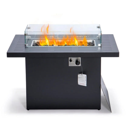 Chelsea Patio Modern Black Aluminum Propane Fire Pit Table - Elax Furniture