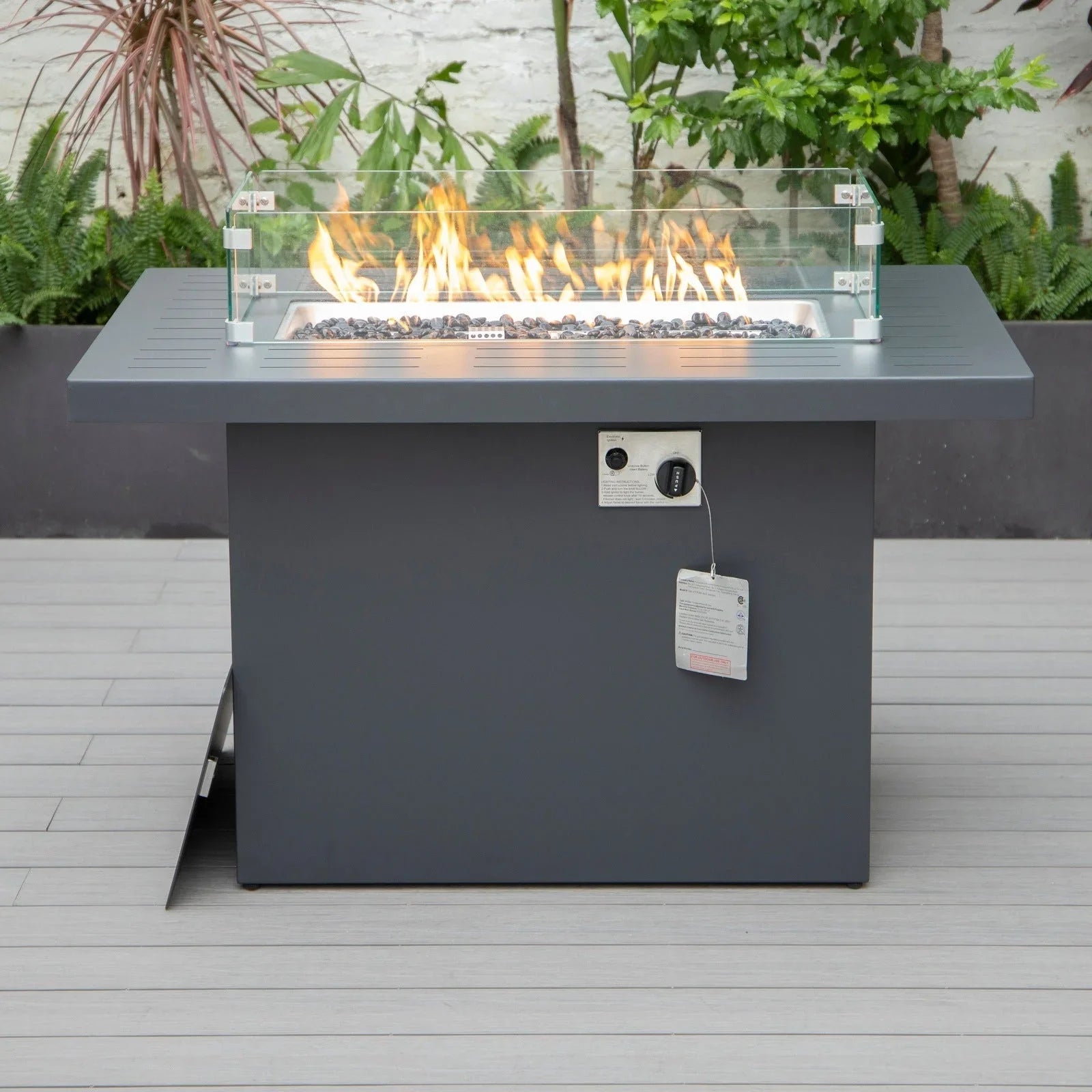 Chelsea Patio Modern Black Aluminum Propane Fire Pit Table - Elax Furniture