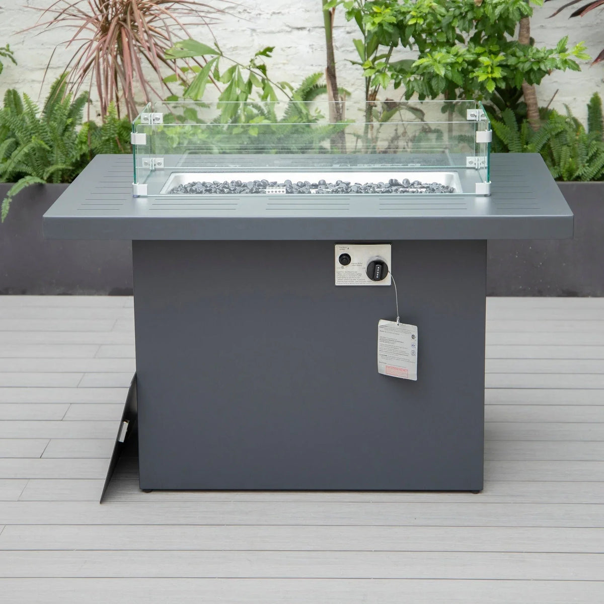 Chelsea Patio Modern Black Aluminum Propane Fire Pit Table - Elax Furniture