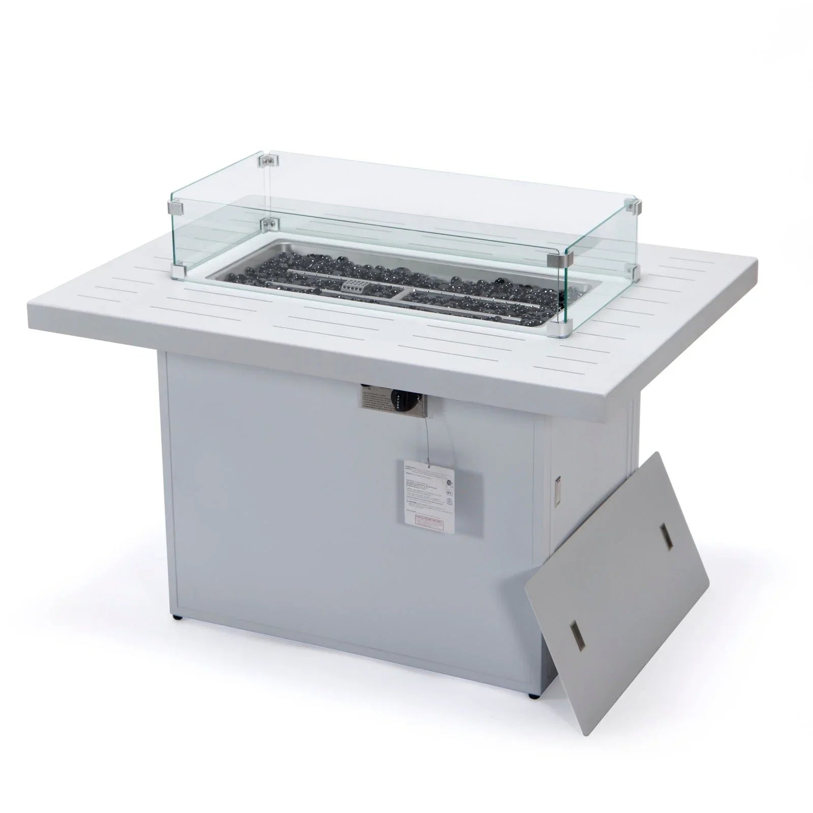 Chelsea Patio Modern Black Aluminum Propane Fire Pit Table - Elax Furniture