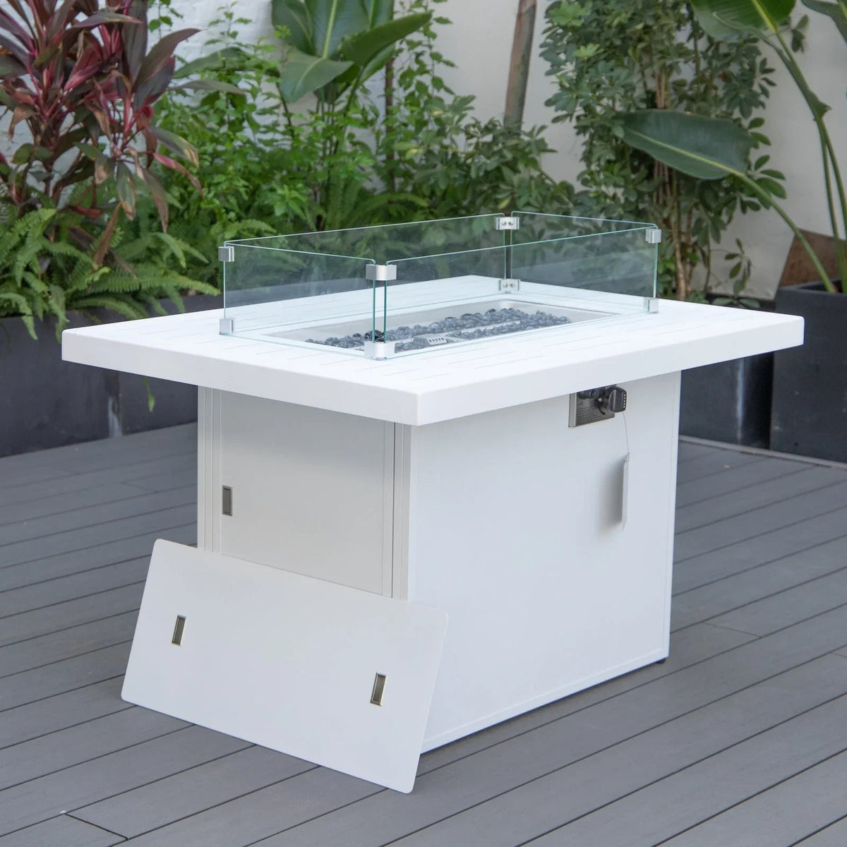 Chelsea Patio Modern Black Aluminum Propane Fire Pit Table - Elax Furniture