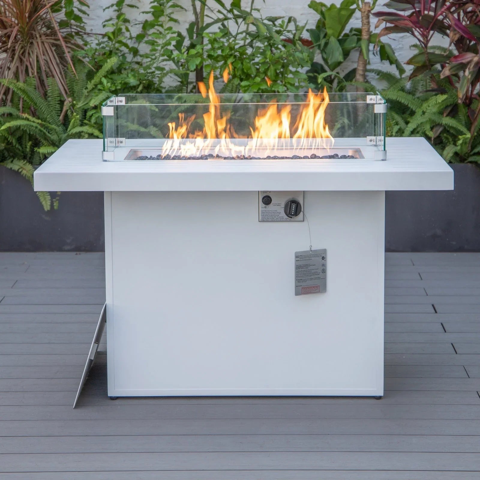 Chelsea Patio Modern Black Aluminum Propane Fire Pit Table - Elax Furniture